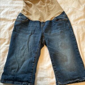 Indigo Blue maternity Blue Denim Bermuda long shorts capri pants